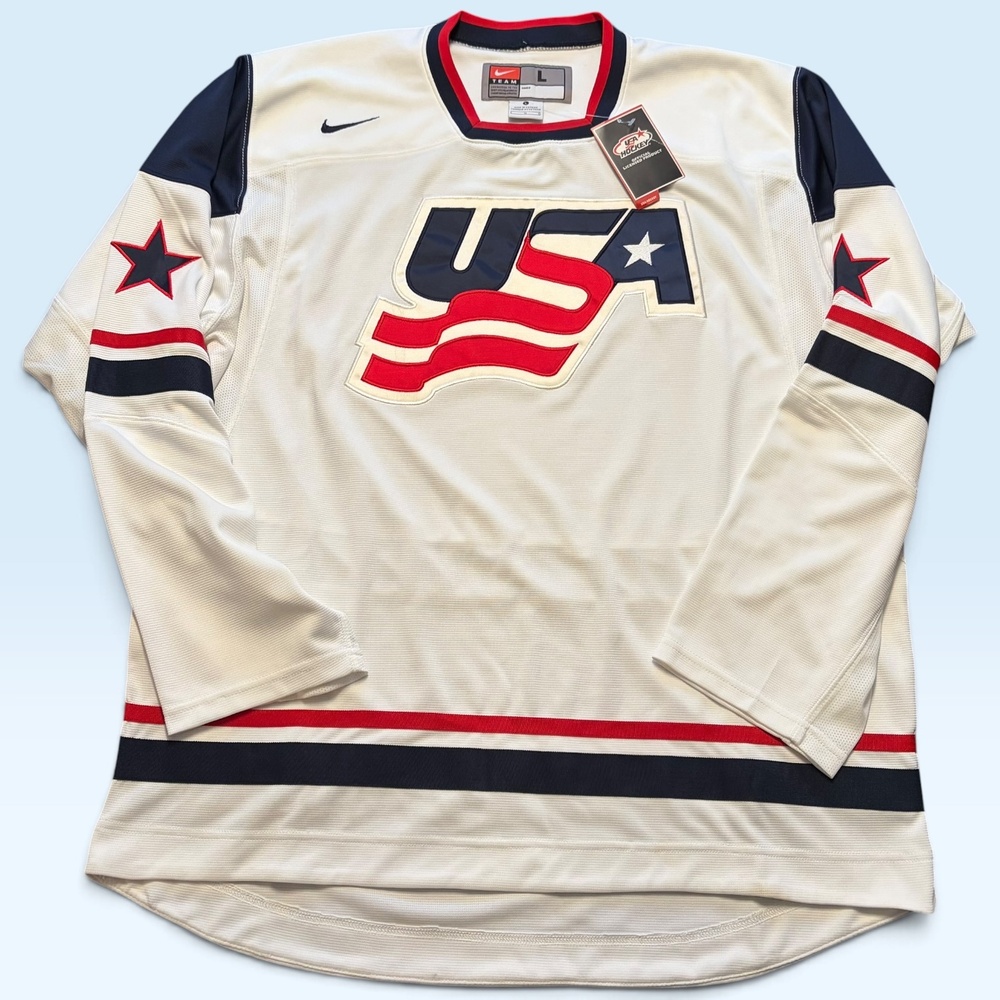 USA Hockey Jersey Mens Large White Nike Official Licensed Product USA Hockey
